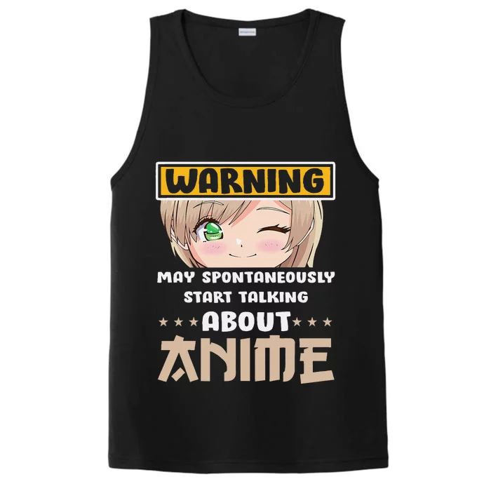 Warning May Spontaneously Talk About Anime Funny Manga Performance Tank