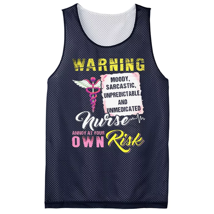 Warning Moody Sarcastic Unpredictable And Unmedicated Nurse Mesh Reversible Basketball Jersey Tank