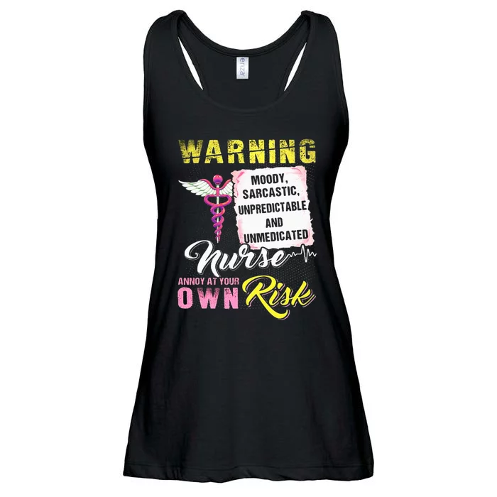 Warning Moody Sarcastic Unpredictable And Unmedicated Nurse Ladies Essential Flowy Tank