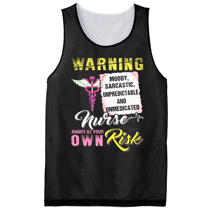 Warning Moody Sarcastic Unpredictable And Unmedicated Nurse Mesh Reversible Basketball Jersey Tank