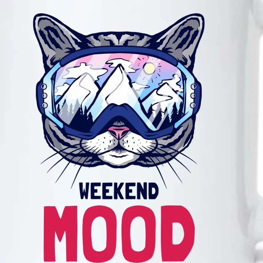 Weekend Mood Skiing Mountain Panorama Ski Goggles Cats Gift Black Color Changing Mug