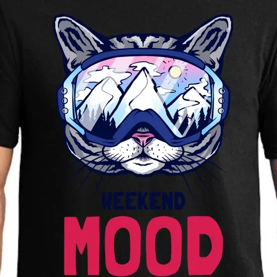 Weekend Mood Skiing Mountain Panorama Ski Goggles Cats Gift Pajama Set