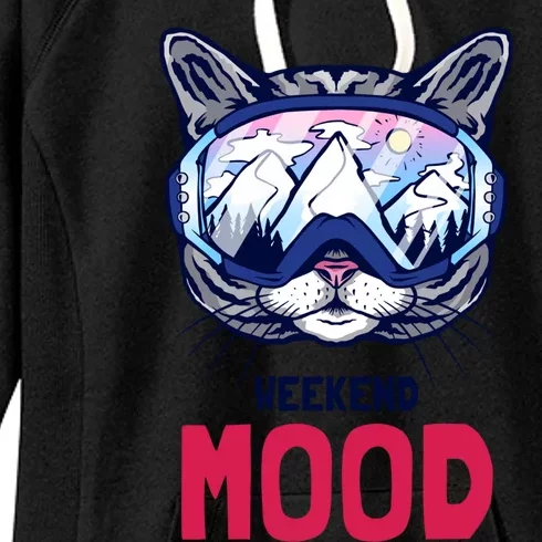 Weekend Mood Skiing Mountain Panorama Ski Goggles Cats Gift Women's Fleece Hoodie