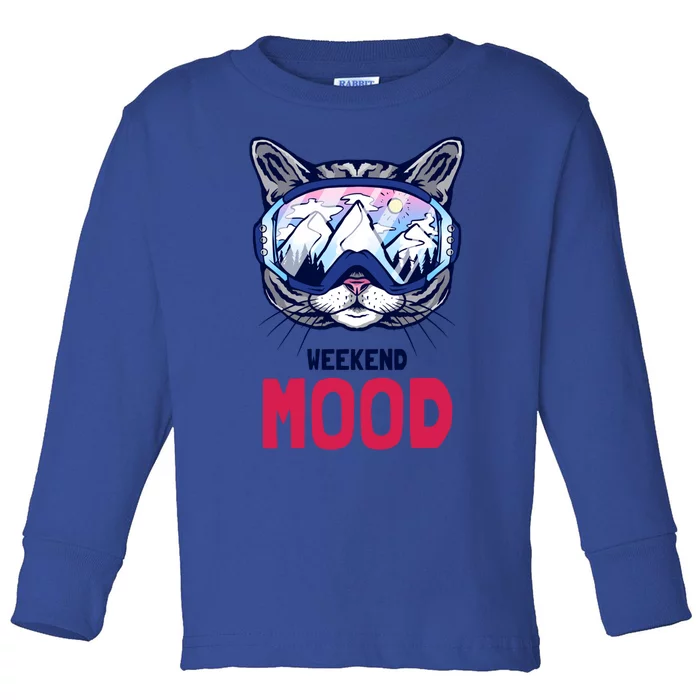 Weekend Mood Skiing Mountain Panorama Ski Goggles Cats Gift Toddler Long Sleeve Shirt