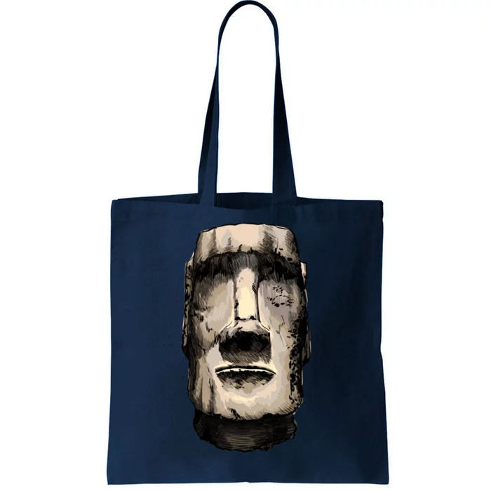 Watercolor Moai Statue Tote Bag