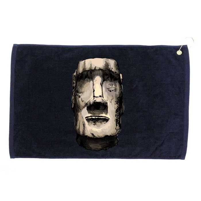 Watercolor Moai Statue Grommeted Golf Towel