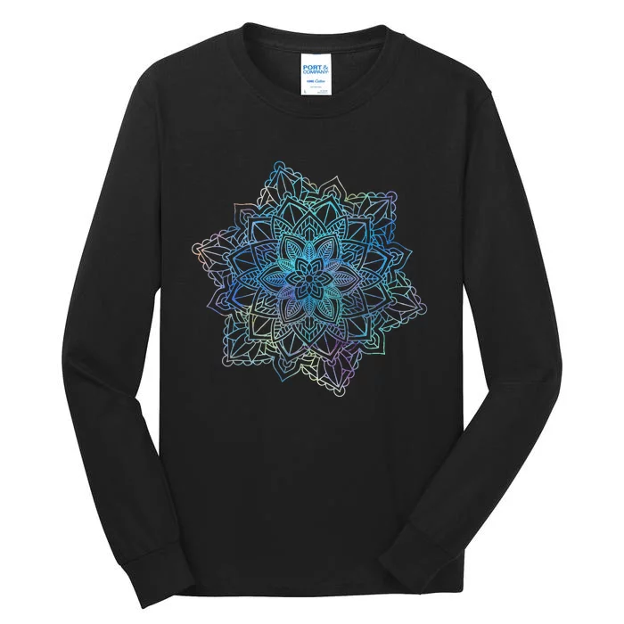 Watercolor Mandala Sacred Fractal Geometry Art Good Vibe Tall Long Sleeve T-Shirt