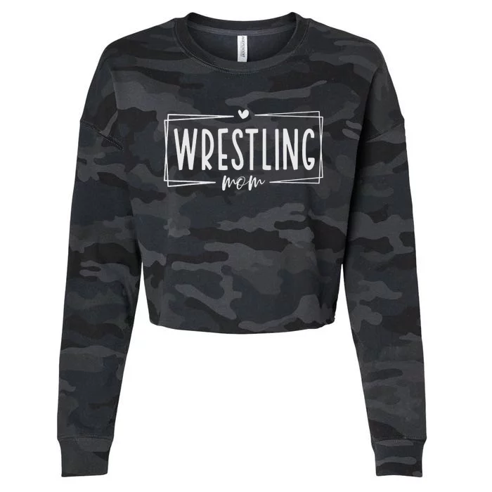 Wrestling Mom Style Vintage Wo Mom Funny Cropped Pullover Crew