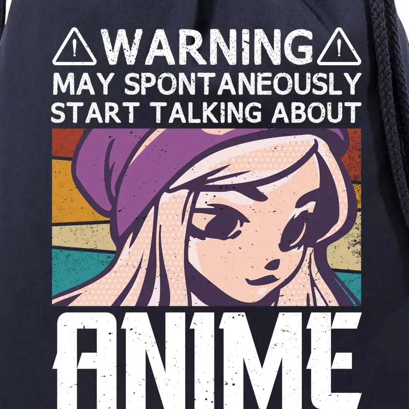 Warning May Spontaneously Talk About Anime Funny Anime Girl Anime Quotes Drawstring Bag