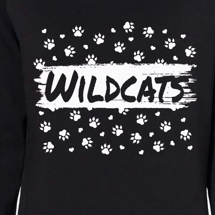 Wildcats Mascot School Spirit Back To School Footprint Squad Womens California Wash Sweatshirt