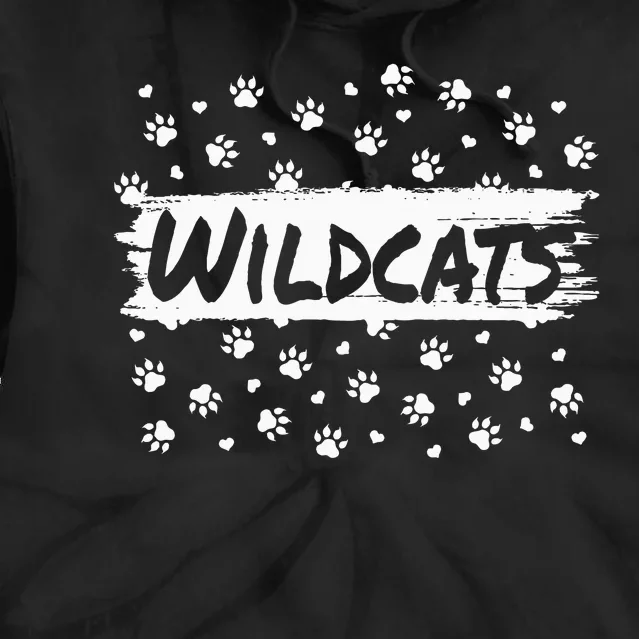 Wildcats Mascot School Spirit Back To School Footprint Squad Tie Dye Hoodie