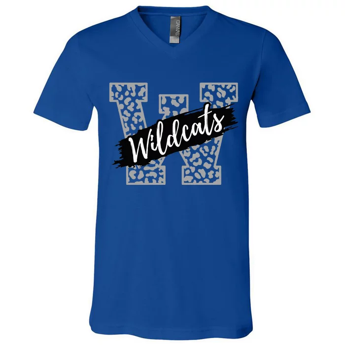 Wildcats Mascot School Sports Spirit Game Day Sport Fan Team V-Neck T-Shirt