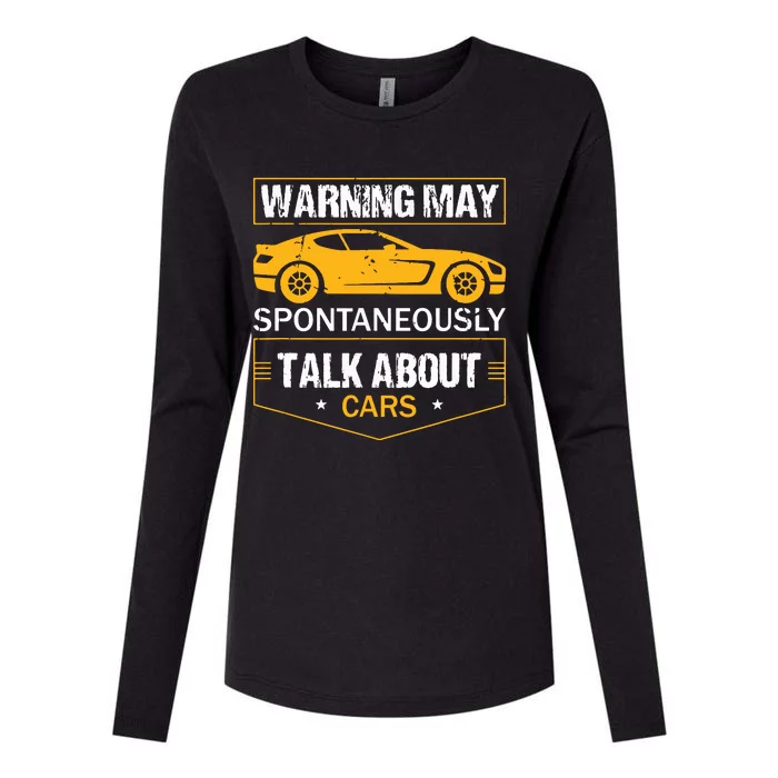 Warning May Spontaneously Start Talking About Cars Salesman Womens Cotton Relaxed Long Sleeve T-Shirt