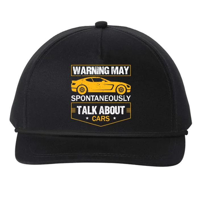 Warning May Spontaneously Start Talking About Cars Salesman Snapback Five-Panel Rope Hat