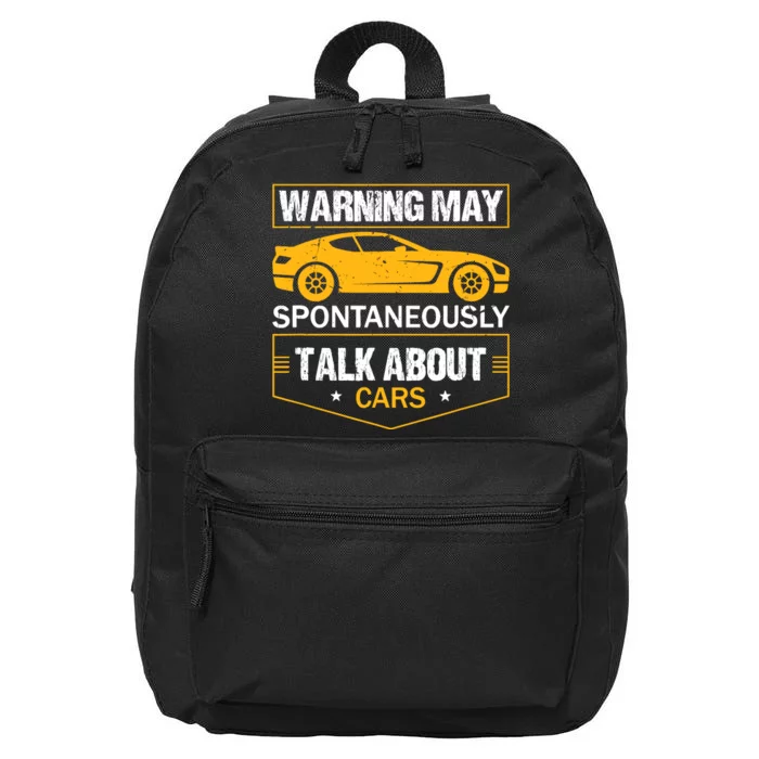 Warning May Spontaneously Start Talking About Cars Salesman 16 in Basic Backpack