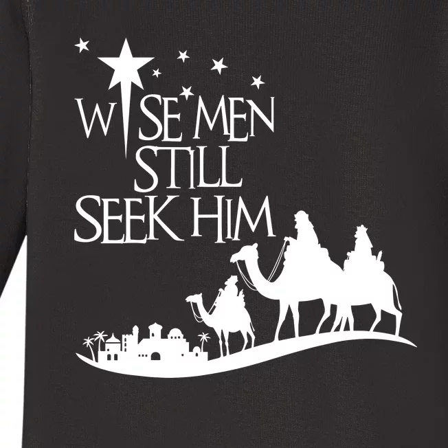 Wise Man Still Seek Him Christian Christmas Jesus Design Baby Long Sleeve Bodysuit