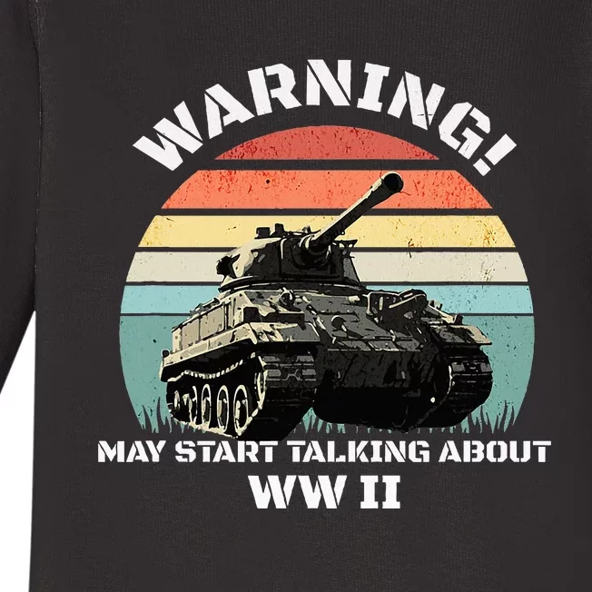 Warning! May Start Talking About World War 2 Wwii Baby Long Sleeve Bodysuit