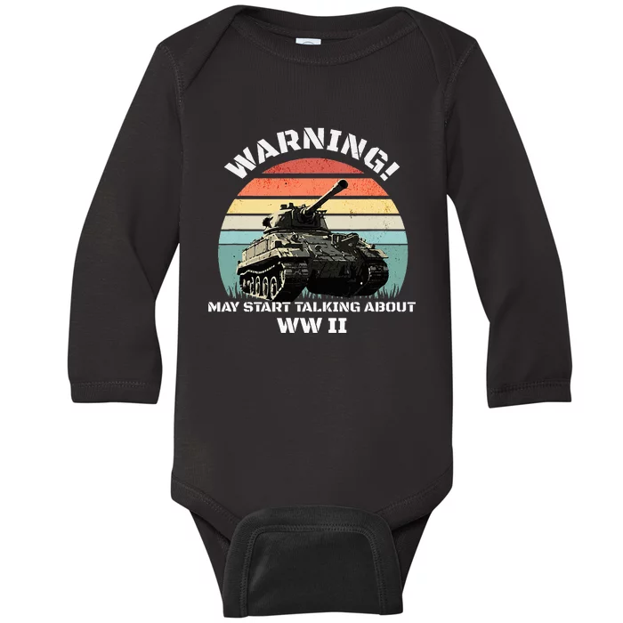 Warning! May Start Talking About World War 2 Wwii Baby Long Sleeve Bodysuit