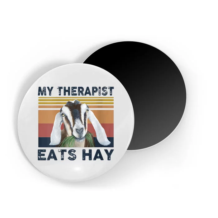 Womens My Therapist Eats Hay Funny Goat Lover Farm Animal VNeck Magnet