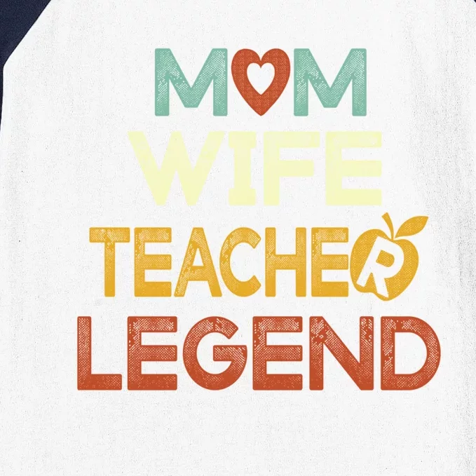 Wife Mom Teacher Legend Mother's Day Cool Gift Funny Teacher Mom Gift Baseball Sleeve Shirt