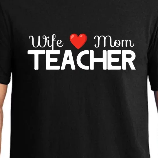 Wife Mom Teacher Heart Mother's Day Gift Pajama Set