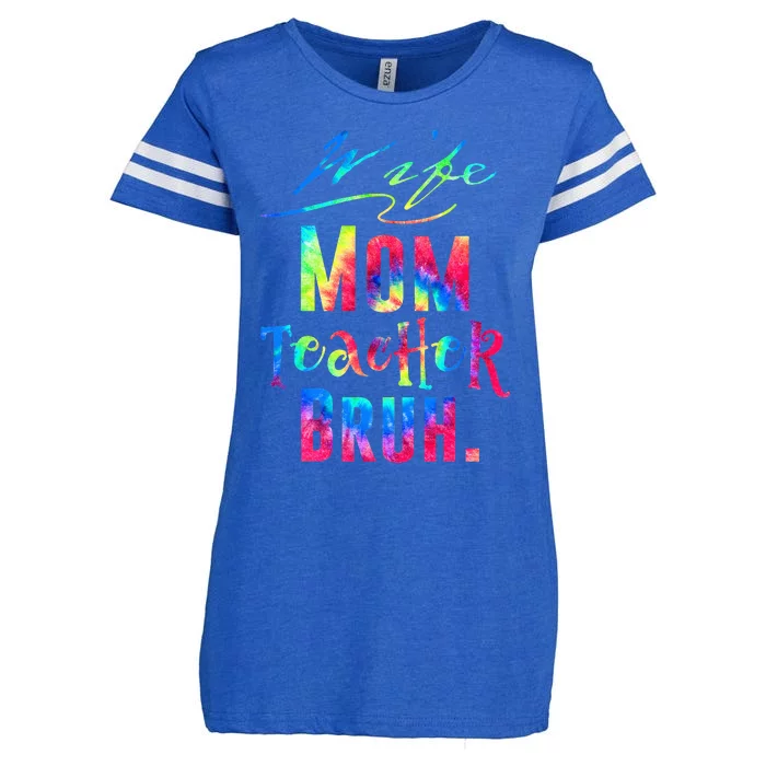 Wife Mom Teacher Bruh Colorful Mothers Day Teacher Day Enza Ladies Jersey Football T-Shirt