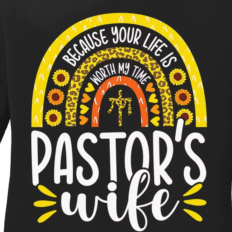 Worth my Time Sunflower Pastor's Wife Appreciation Christian Ladies Long Sleeve Shirt