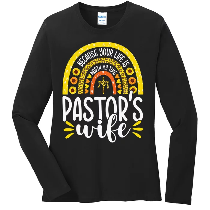 Worth my Time Sunflower Pastor's Wife Appreciation Christian Ladies Long Sleeve Shirt