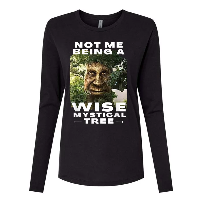 Wise Mystical Tree Face Old Mythical Oak Tree Funny Meme Womens Cotton Relaxed Long Sleeve T-Shirt