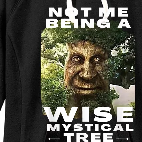 Wise Mystical Tree Face Old Mythical Oak Tree Funny Meme Women's Fleece Hoodie