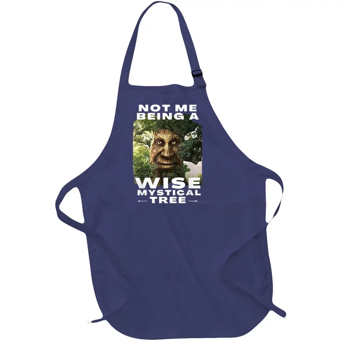 Wise Mystical Tree Face Old Mythical Oak Tree Funny Meme Full-Length Apron With Pocket