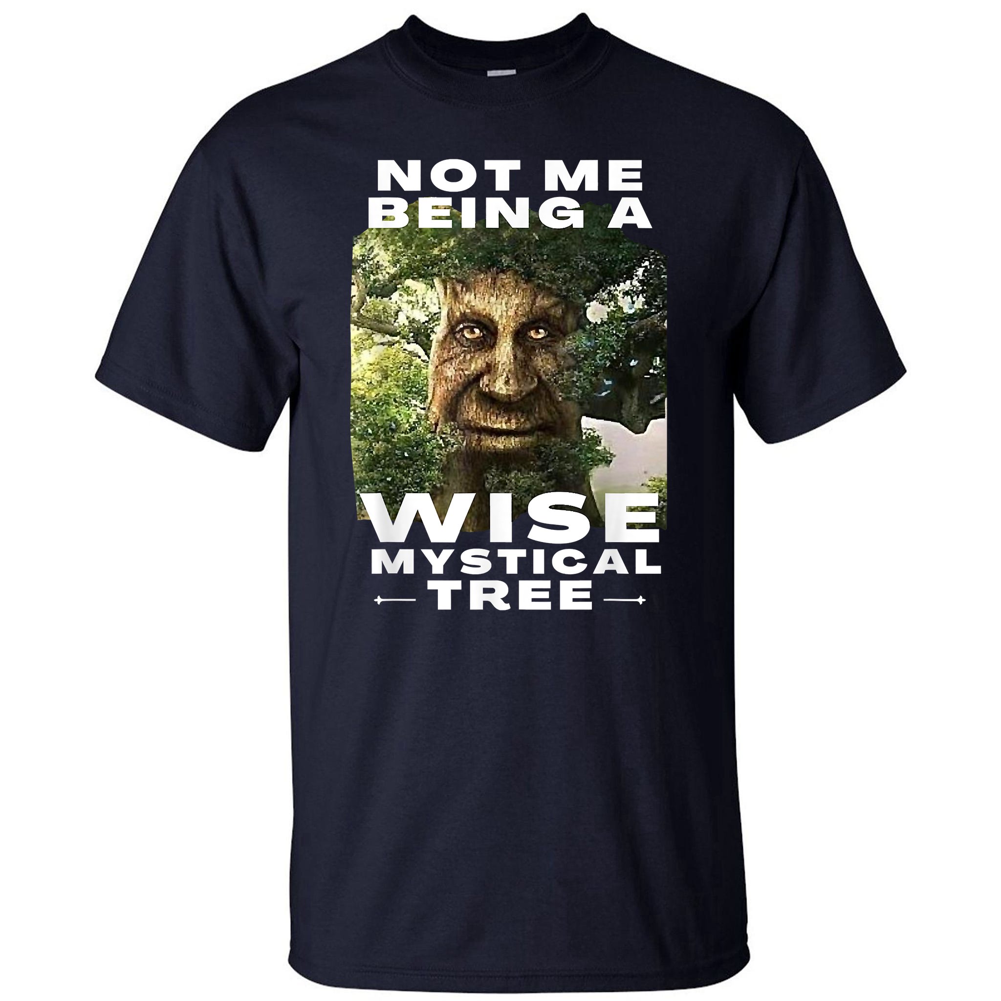 Wise Mystical Tree Face Old Mythical Oak Tree Funny Meme Tall T-Shirt