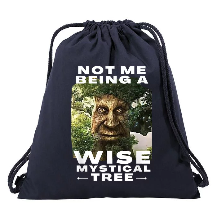 Wise Mystical Tree Face Old Mythical Oak Tree Funny Meme Drawstring Bag