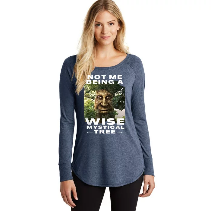 Wise Mystical Tree Face Old Mythical Oak Tree Funny Meme Women's Perfect Tri Tunic Long Sleeve Shirt