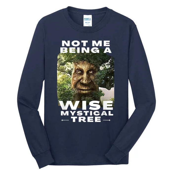 Wise Mystical Tree Face Old Mythical Oak Tree Funny Meme Tall Long Sleeve T-Shirt