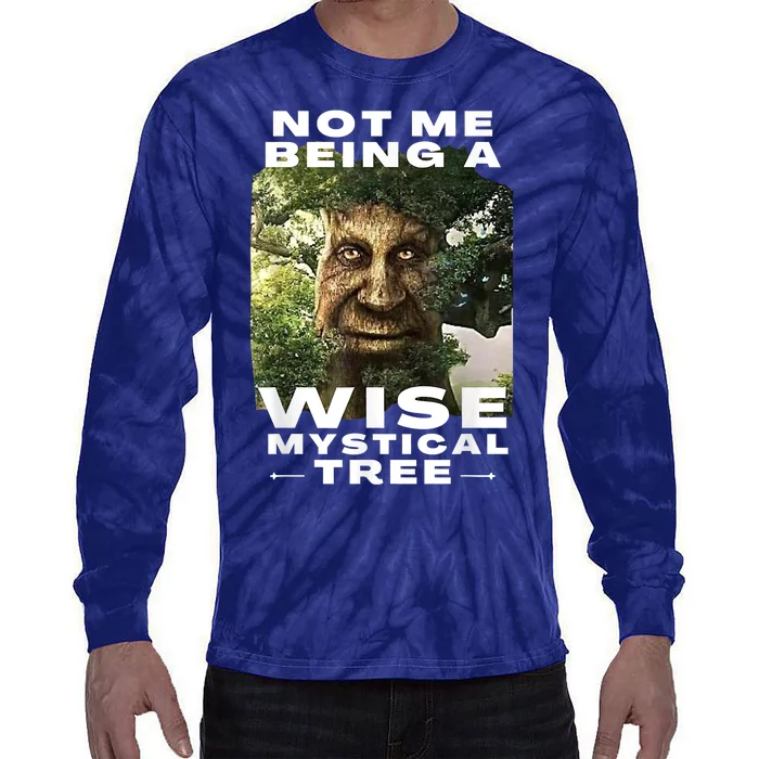 Wise Mystical Tree Face Old Mythical Oak Tree Funny Meme Tie-Dye Long Sleeve Shirt