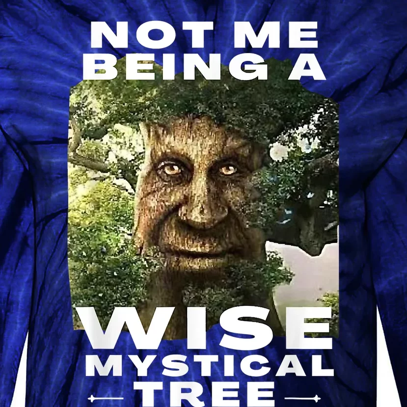 Wise Mystical Tree Face Old Mythical Oak Tree Funny Meme Tie-Dye Long Sleeve Shirt