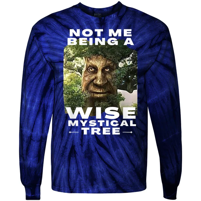 Wise Mystical Tree Face Old Mythical Oak Tree Funny Meme Tie-Dye Long Sleeve Shirt