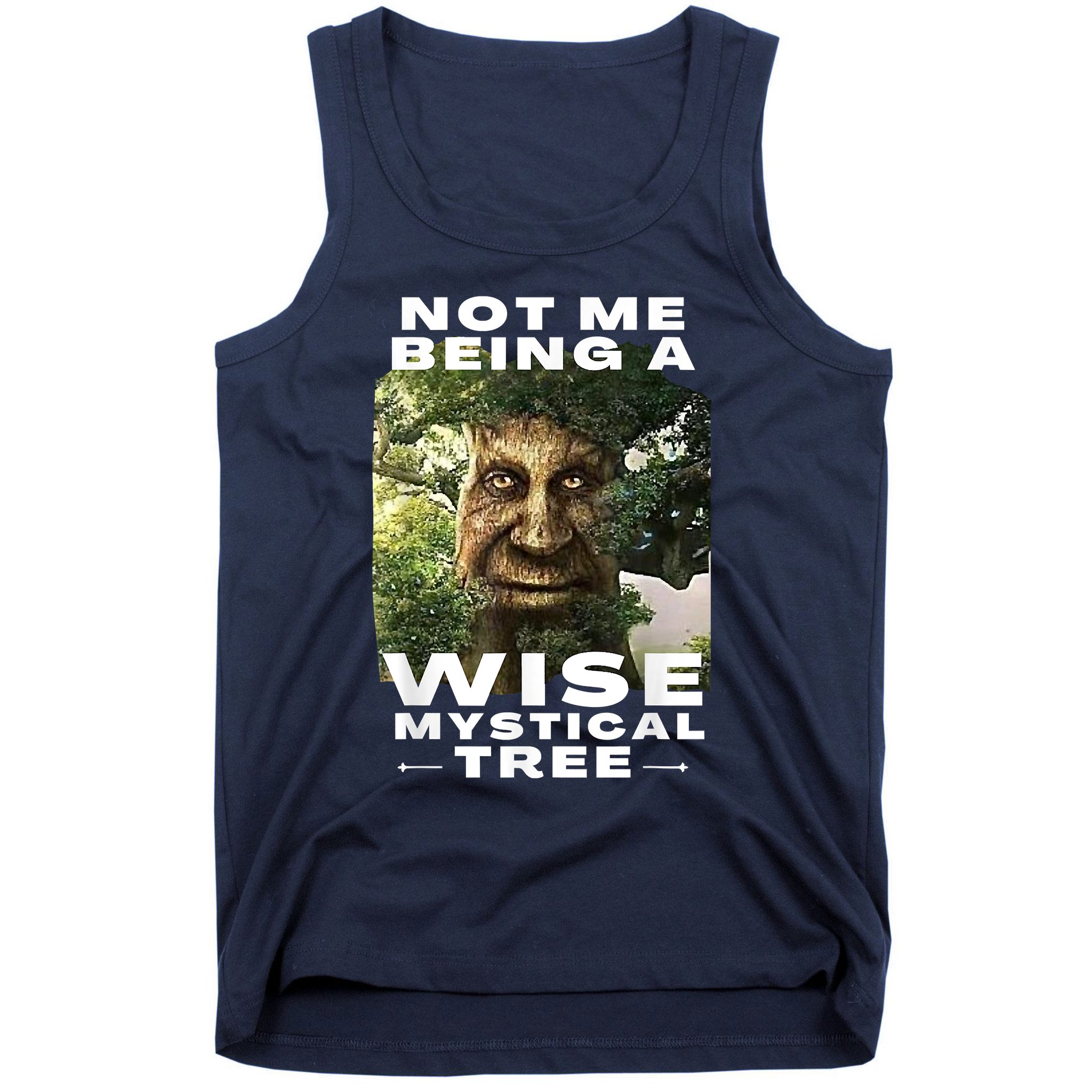 Wise Mystical Tree Face Old Mythical Oak Tree Funny Meme Tank Top