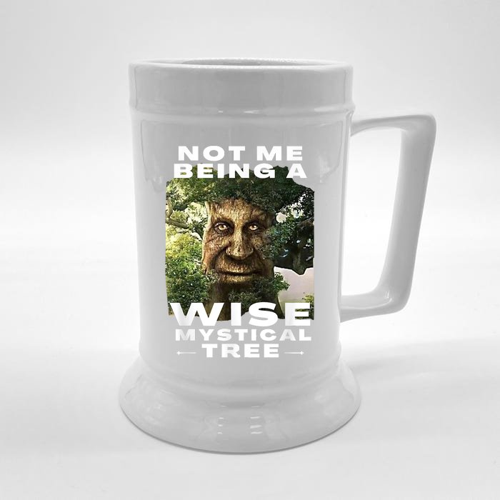 Wise Mystical Tree Face Old Mythical Oak Tree Funny Meme Front & Back Beer Stein