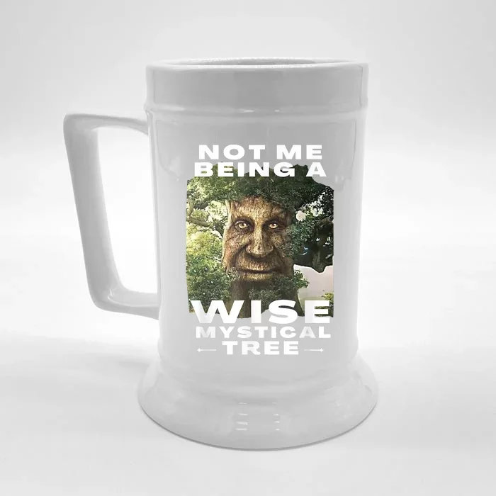 Wise Mystical Tree Face Old Mythical Oak Tree Funny Meme Front & Back Beer Stein