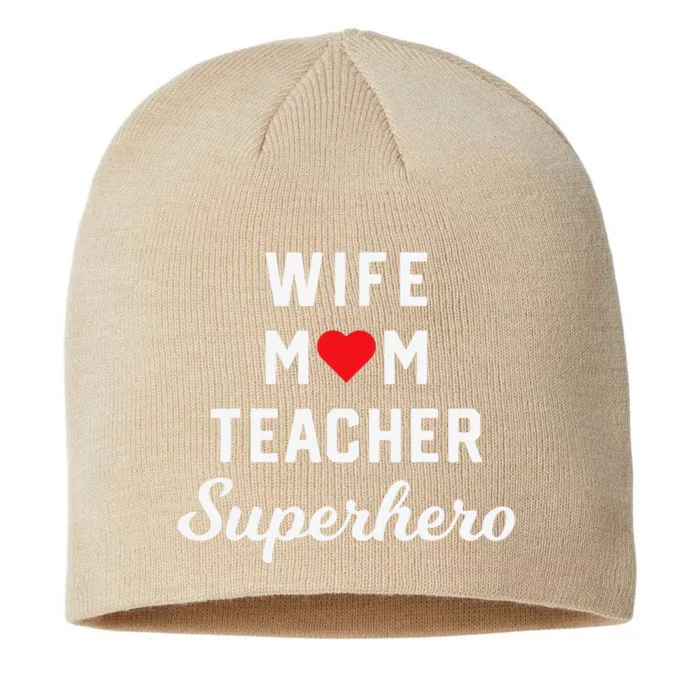 Wife Mom Teacher Superhero Mother's Day 8 1/2in Sustainable Knit Beanie