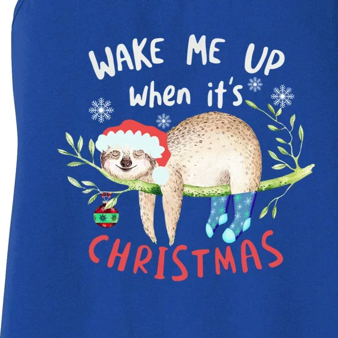 Wake Me Up Christmas Outfit Christmas Gift Sloth Gift Women's Racerback Tank