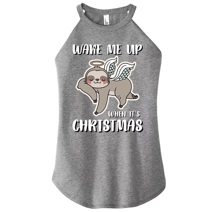 Wake Me Up Christmas Sloth Christmas Angel Cool Gift Women’s Perfect Tri Rocker Tank