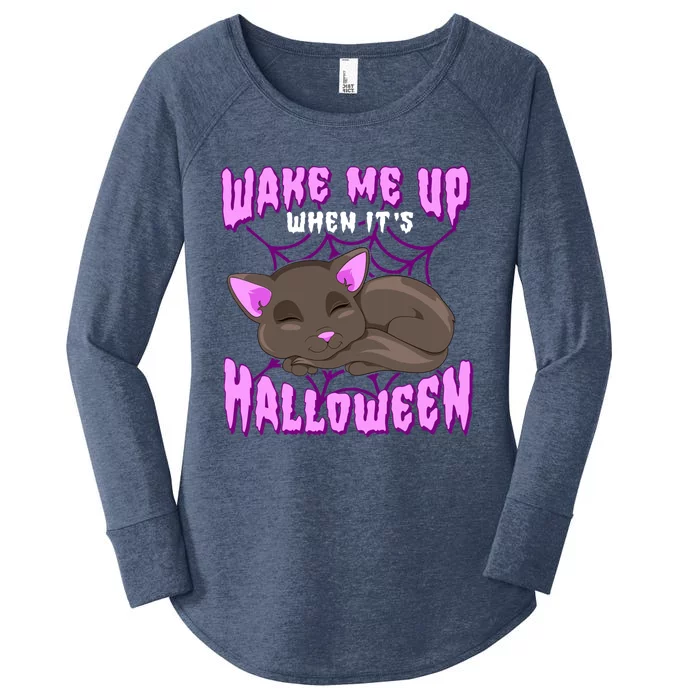 Wake Me Up When It's Halloween Black Cat Gift Women's Perfect Tri Tunic Long Sleeve Shirt