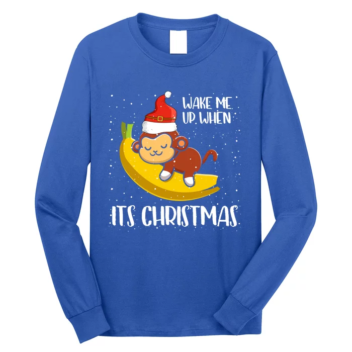 Wake Me Up For Christmas Pajama Monkeys Christmas Gift Long Sleeve Shirt