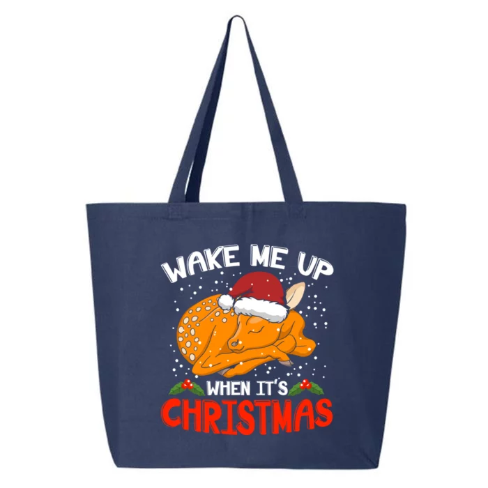 Wake Me Up For Christmas Pajama Reindeer Christmas Gift 25L Jumbo Tote