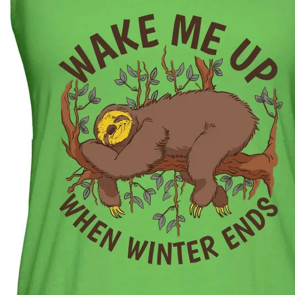 Wake Me Up When Winter Ends Sloth Ladies Essential Flowy Tank