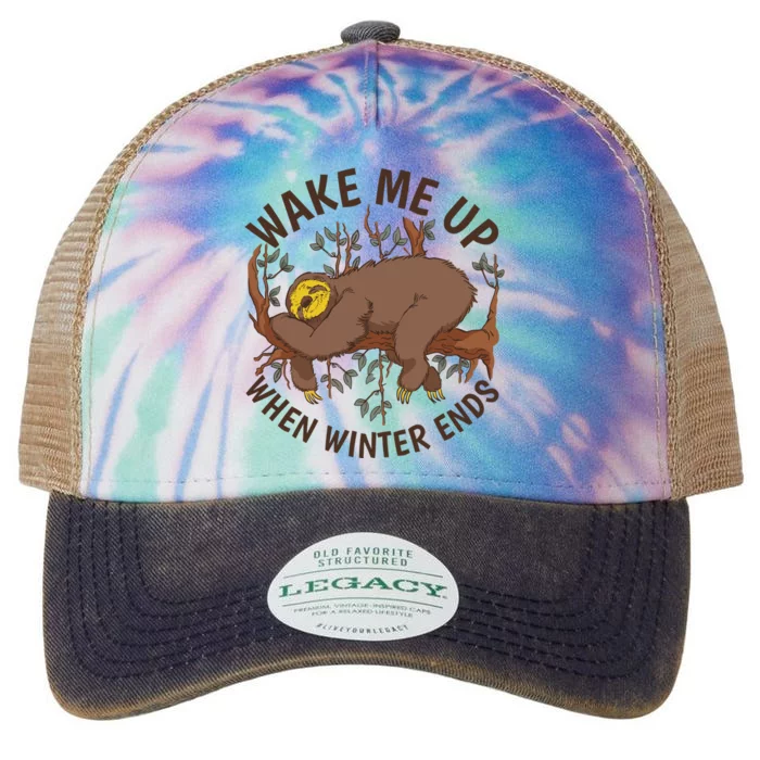 Wake Me Up When Winter Ends Sloth Legacy Tie Dye Trucker Hat