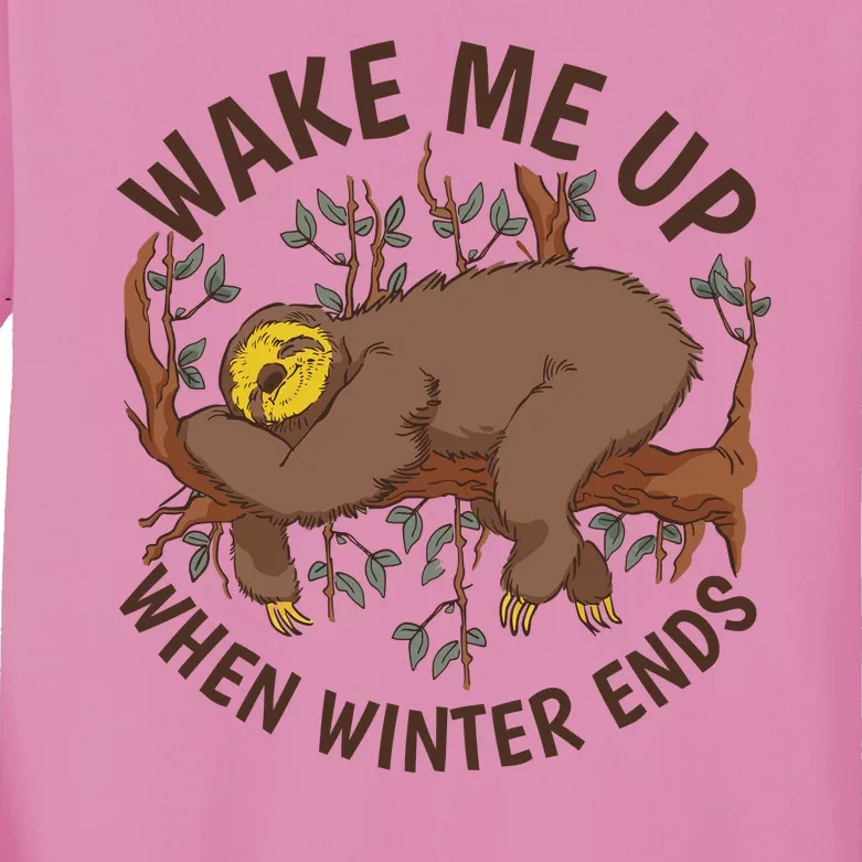 Wake Me Up When Winter Ends Sloth Kids Long Sleeve Shirt